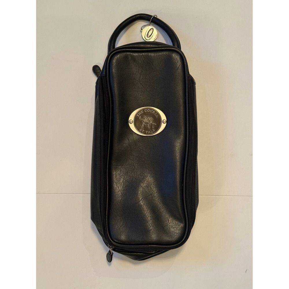 Lorente The Course at Yale Bulldog Black Faux Leather Golf Shoe Bag Carry Case